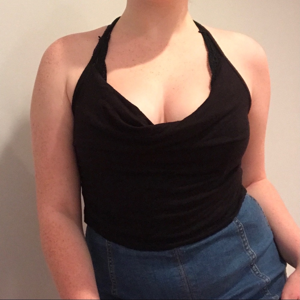 FOREVER 21 Cowl Neck Cropped Tie Tank Top